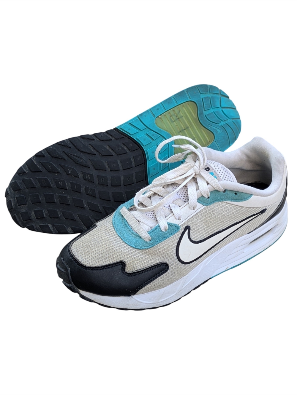 Nike Air Max Solo Men's Size 8 White/Black/Turquoise Athletic Shoes Sneakers